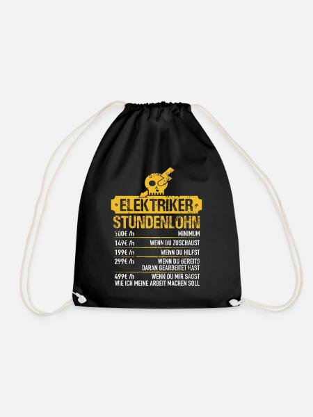 Elektriker Stundenlohn - Elektriker Meister - Turnbeutel - Schwarz