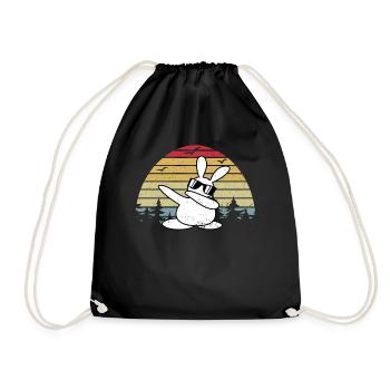 Dabbing Dance - Retro Dab Dance Rabbit - Drawstring Bag - black - Front