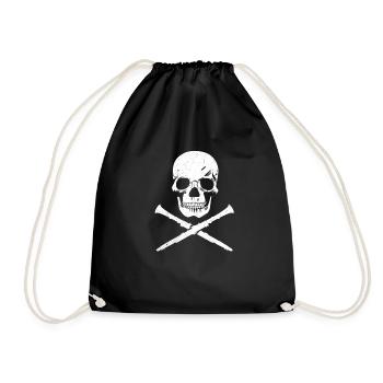 Clarinet players perfect gift, cool skull and - Drawstring Bag - black - Front