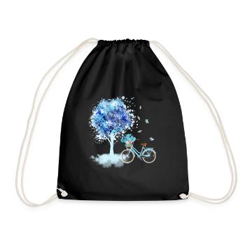 Floral Flowers Women's Wheel Bicycle Women - Drawstring Bag - black - Front