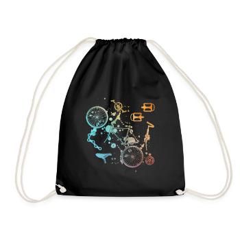 Bicycle Items Motif Bicycle Motif - Drawstring Bag - black - Front
