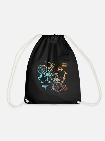 Fahrrad Einzelteile Motiv Fahrrad Motiv - Turnbeutel - Schwarz