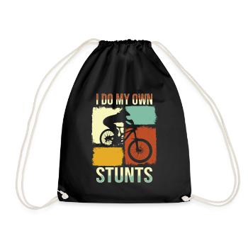 I Do My Own Stunts Bicycle BMX - Drawstring Bag - black - Front