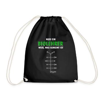 Glucose Biologie Lehrer Geschenk - Turnbeutel - Schwarz - Vorne