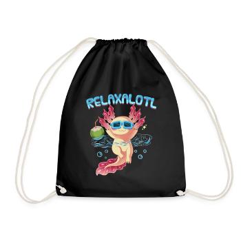 Relaxalotl Axolotl Urlaub Strand Schwimmen - Turnbeutel - Schwarz - Vorne