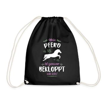 Schöner Reiterhof Spruch, Pferdesport Geschenk - Turnbeutel - Schwarz - Vorne