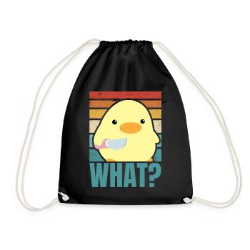Ente mit Messer Meme Küken Huhn Gans Was Retro Sun - Turnbeutel - Schwarz - Vorne