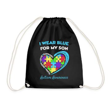 I Wear Blue For My Son Autismus Autism Awareness - Drawstring Bag - black - Front