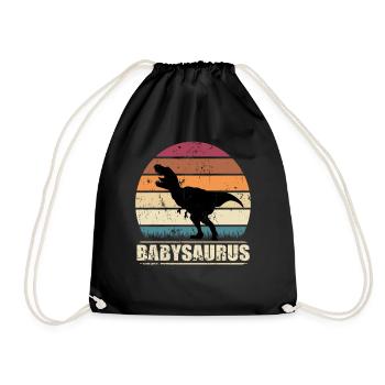 BabySaurus Dinosaur Baby Dino Birth Gift - Drawstring Bag - black - Front