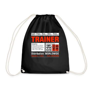 Funny Trainer Tee Shirt - Drawstring Bag - black - Front
