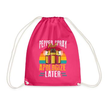 Pepper spray first, apologize later. antisocial - Drawstring Bag - fuchsia - Front