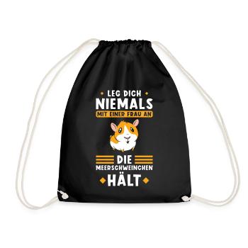 Meerschweinchen Mama Spruch lustig - Turnbeutel - Schwarz - Vorne