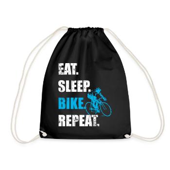 Eat Sleep bike Repeat road bike road bike saying - Drawstring Bag - black - Front