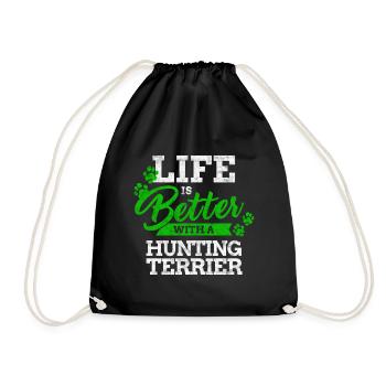 Living with German Hunting Terrier Terrier Saying - Drawstring Bag - black - Front