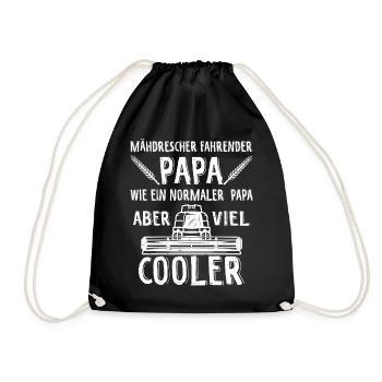 Mähdrescher fahrender Papa Landwirt Geschenk - Turnbeutel - Schwarz - Vorne