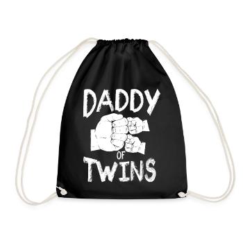 Zwillingspapa Papa Vater Geschenk - Turnbeutel - Schwarz - Vorne