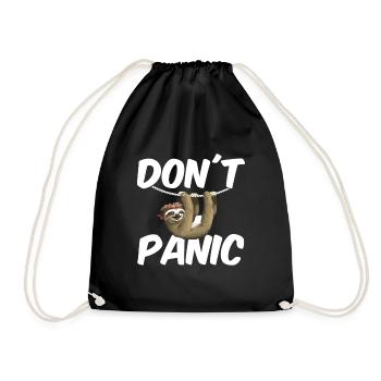Sloth Don't Panic - Drawstring Bag - black - Front