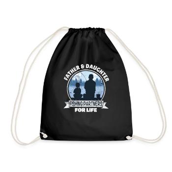 Le père et la fille pêche en cadeau pour la fête des pères - Sac de sport léger - noir - Devant