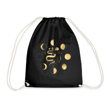 Silhouette dorée de la lune - Sac de sport léger - noir - Devant