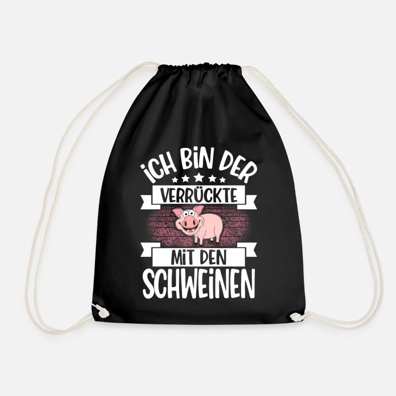 Ich Bin Der Verrückte Mit Den Schweinen - Turnbeutel - Schwarz