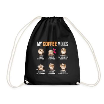 Eulen Kaffee Liebhaber Geschenk - Turnbeutel - Schwarz - Vorne