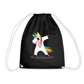 Dabbing Unicorn dabbendes Einhorn Geschenkidee - Turnbeutel - Schwarz - Vorne