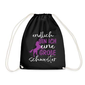 Endlich bin ich eine große Schwester - Turnbeutel - Schwarz - Vorne