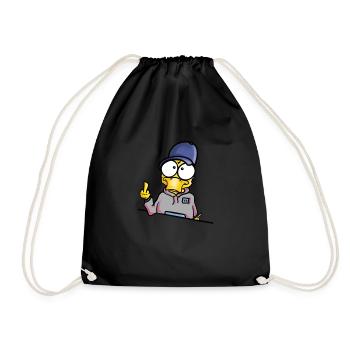 Duck with cap middle finger - Drawstring Bag - black - Front