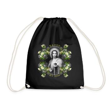 Jesus Christ with vintage roses - Drawstring Bag - black - Front
