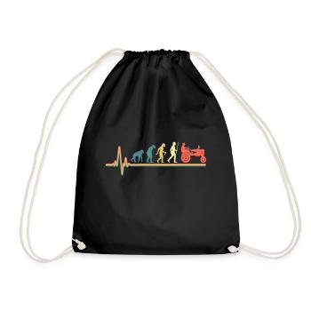 Vintage Heartbeat Tractor Retro Evolution Tractor - Drawstring Bag - black - Front