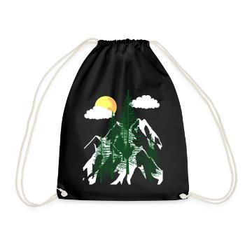 Wilderness Forest Trees Fir Trees Nature Mountains Mountains - Drawstring Bag - black - Front