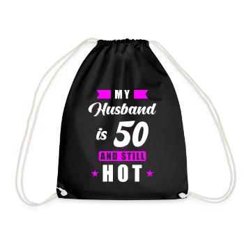 Husband 50 Birthday Gift - Drawstring Bag - black - Front