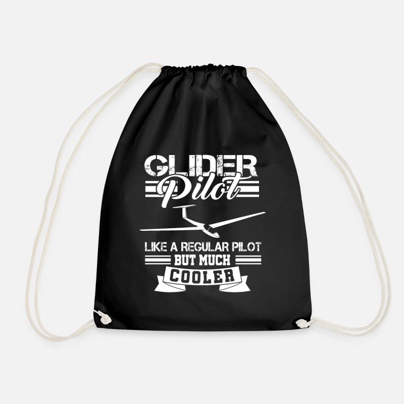 Glider Pilot Glider - Drawstring Bag - black