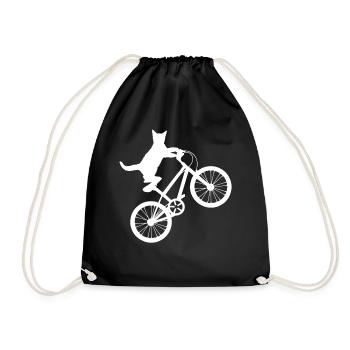 Chat chevauche vélo Drôle de motard cadeau - Sac de sport léger - noir - Devant