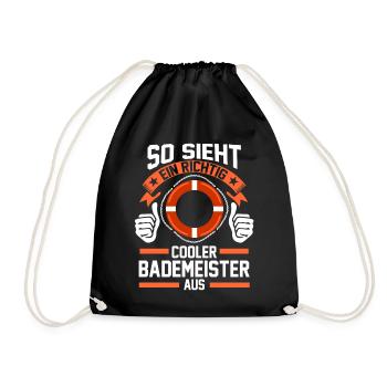 Bademeister Schwimmbad Schwimmlehrer - Turnbeutel - Schwarz - Vorne