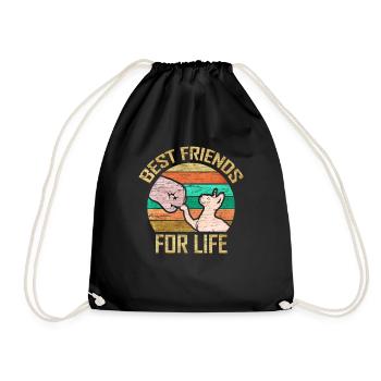 Best Friends for Life Sphinx Katze Retro Haustier - Turnbeutel - Schwarz - Vorne