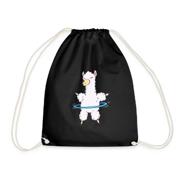 Hulahoop Lama Hullern Alpaka Fitness Fun - Turnbeutel - Schwarz - Vorne