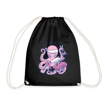 Oktopus Krake Sushi Chef Koch - Turnbeutel - Schwarz - Vorne