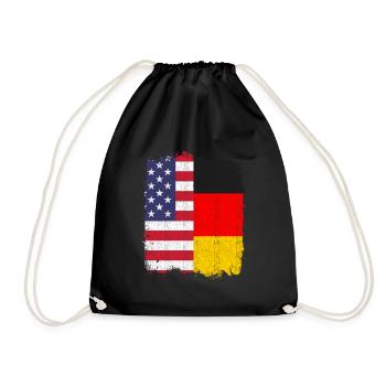 Deutsch Amerikanisch US Flagge Deutschland - Turnbeutel - Schwarz - Vorne