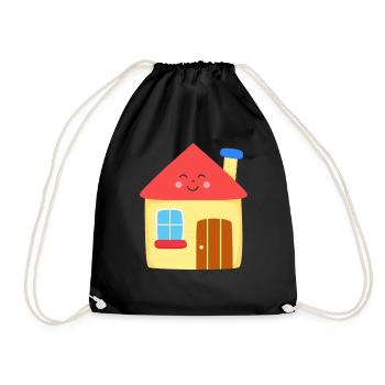 Haus Häuschen Hütte Kinder - Turnbeutel - Schwarz - Vorne