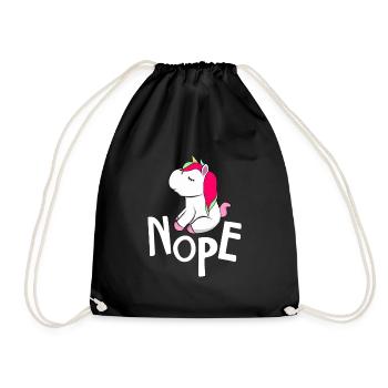 Unicorn Nope No Chiller Unicorns Lazy Unicorn - Drawstring Bag - black - Front