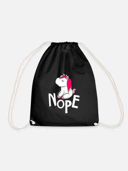 Einhorn Nope Nein Chiller Einhörner Lazy Unicorn - Turnbeutel - Schwarz