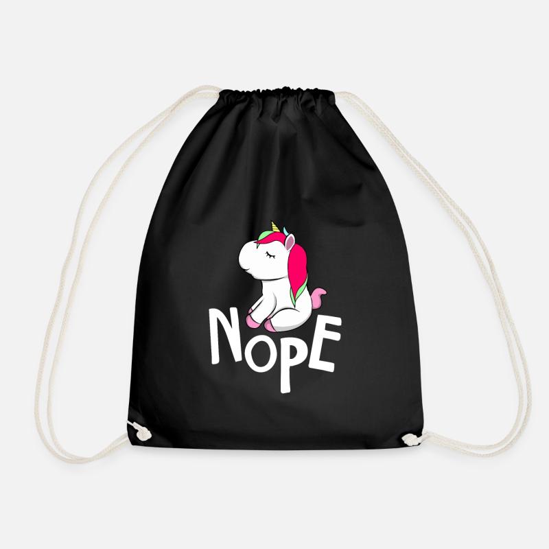 Einhorn Nope Nein Chiller Einhörner Lazy Unicorn - Turnbeutel - Schwarz