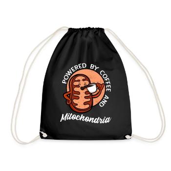 Powered By Coffee And Mitochondria - Drawstring Bag - black - Front