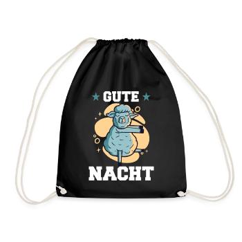 Gute Nacht Schaf - für Schlafsocken als Pyjama - Turnbeutel - Schwarz - Vorne