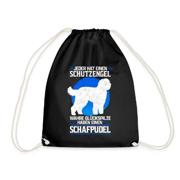 Schafpudel mein Schutzengel Pudel Besitzer Spruch - Turnbeutel - Schwarz - Vorne
