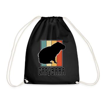 Water Pig Capybara Rodent Capibara Lover - Drawstring Bag - black - Front