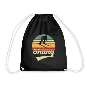 Vintage Skifahrer Retro Ski Fahrer Skier Geschenk - Turnbeutel - Schwarz - Vorne