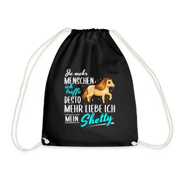 Shetty Pony Spruch Shetlandpony Pferd Geschenk - Turnbeutel - Schwarz - Vorne