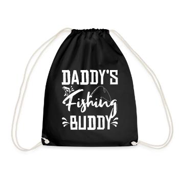 Daddy's fishing buddy son daughter child - Drawstring Bag - black - Front